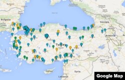 Türkiye'de dün çok sayıda HDP bürosu saldırıya uğradı (Kaynak: Google Maps)